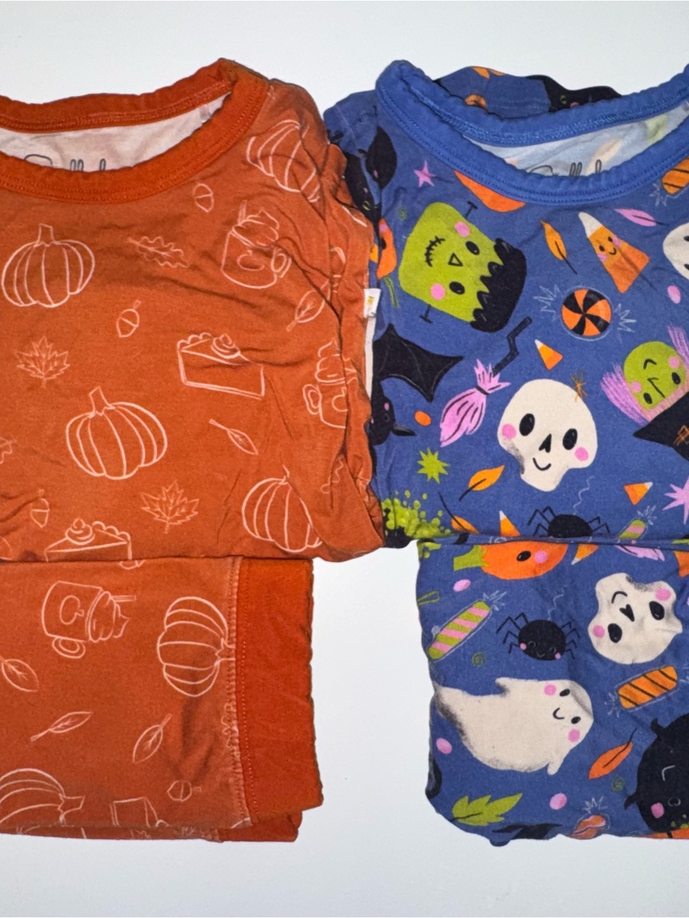 Kids Soulbaby Halloween Bamboo Pajama Sets - Orange & Blue